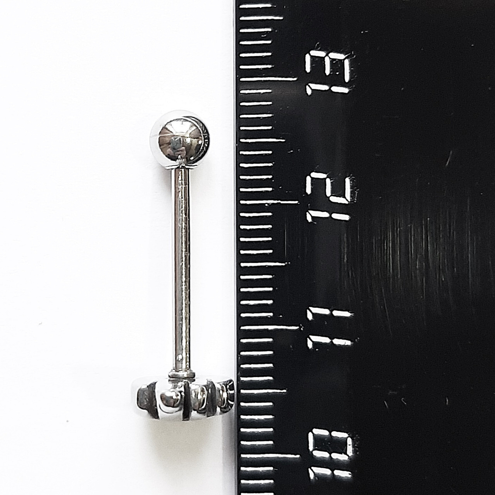 Штанга для пирсинг языка 16 мм толщиной 1,6 мм с шариком 5 мм и украшением. Медицинская сталь
