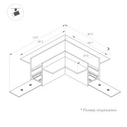 Коннектор угловой MAG-ORIENT-CON-2653-FDW-L90 (BK) (Arlight, IP20 Металл, 3 года) 044155