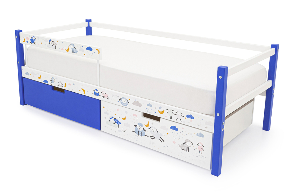 Детская кровать тахта Бельмарко Svogen сине-белый барашки