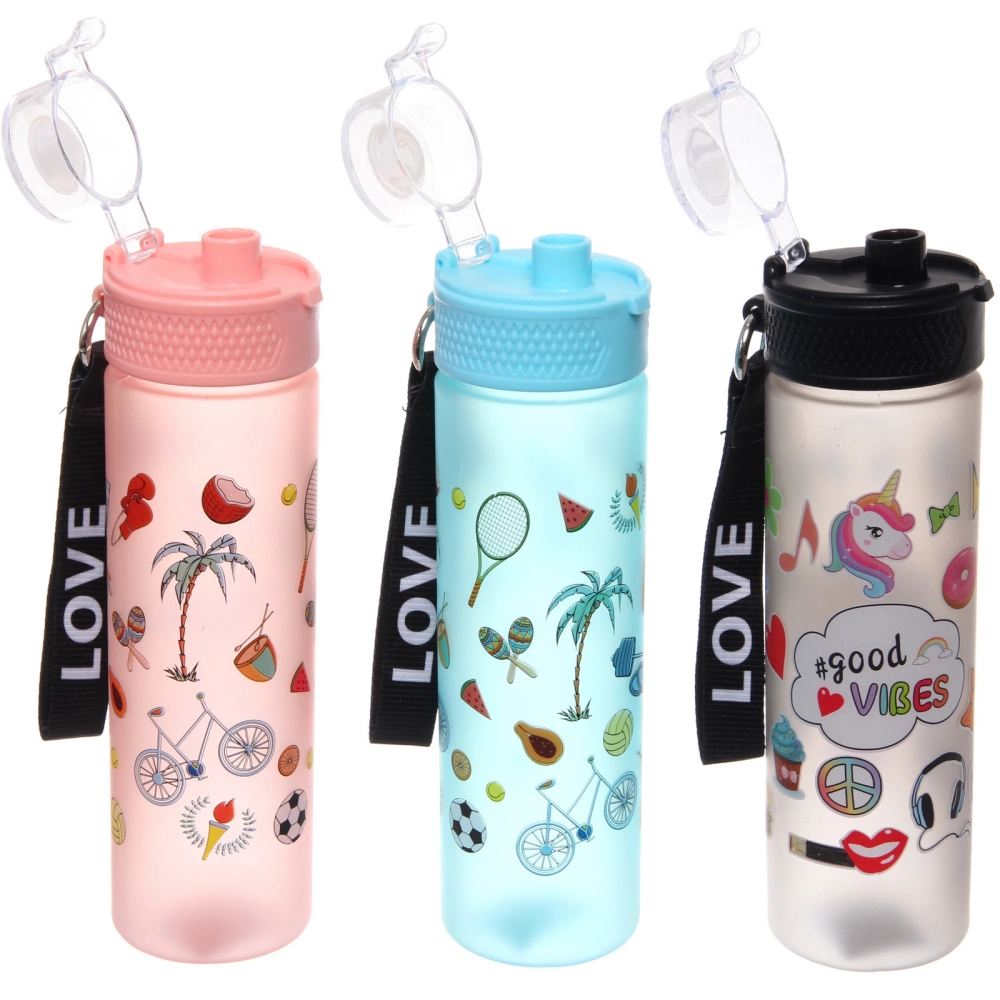 Бутылка питьевая пластиковая 650мл «Летний спорт» матовая, микс цветов