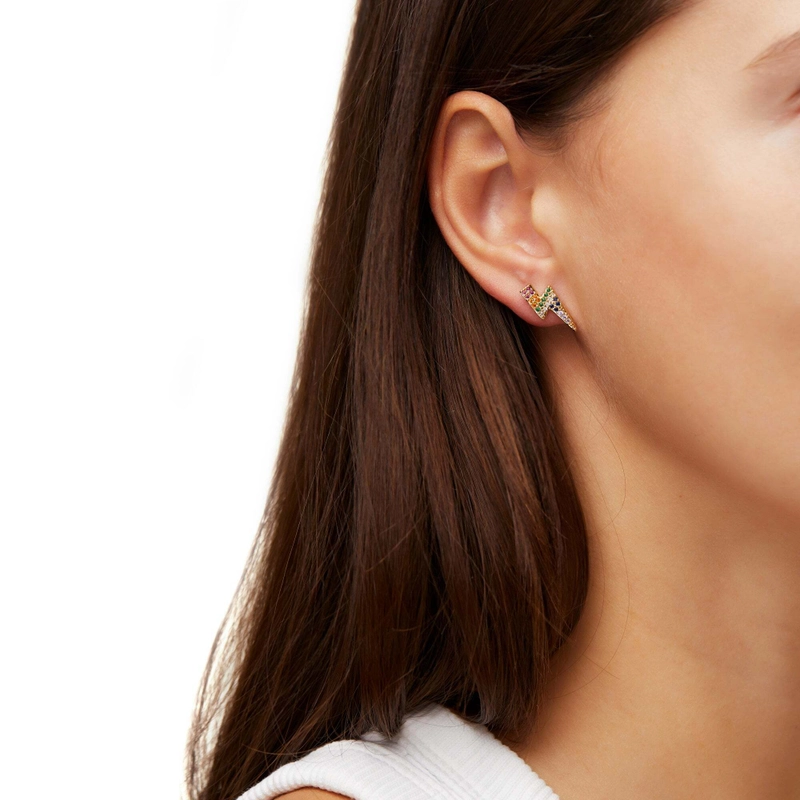 Серьги-пусеты Мульти Молния