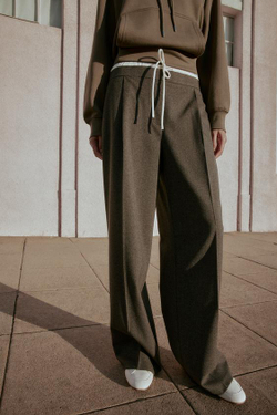 ZARA БРЮКИ С ШИРОКИМ ДВОЙНЫМ ПОЯСОМ, МОККО