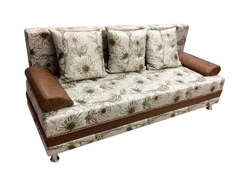 Диван «Еврокнижка» (ткань бежевый цветок), г. Уфа