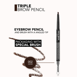 flormar Triple Brow Pencil - Карандаш для бровей 3 в 1, 0,75 g