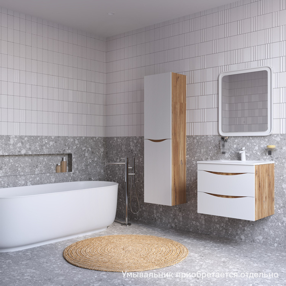 Тумба подвесная IDDIS Cloud, 60 см, белая/золотистый дуб, CLO60Y0i95