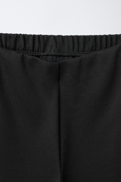 ZARA ШИРОКИЕ БРЮКИ С АТЛАСНЫМ ЦВЕТКОМ, ЧЕРНЫЙ