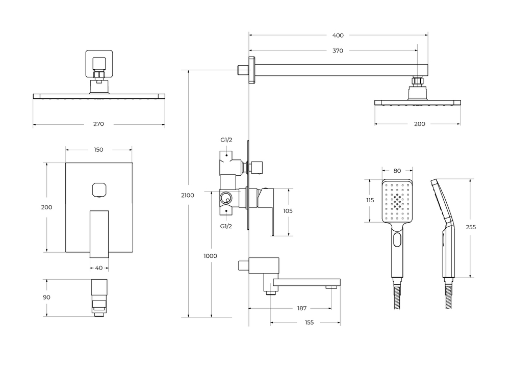 Душевая система встроенного монтажа RIMERO RM2412CR (Хром)
