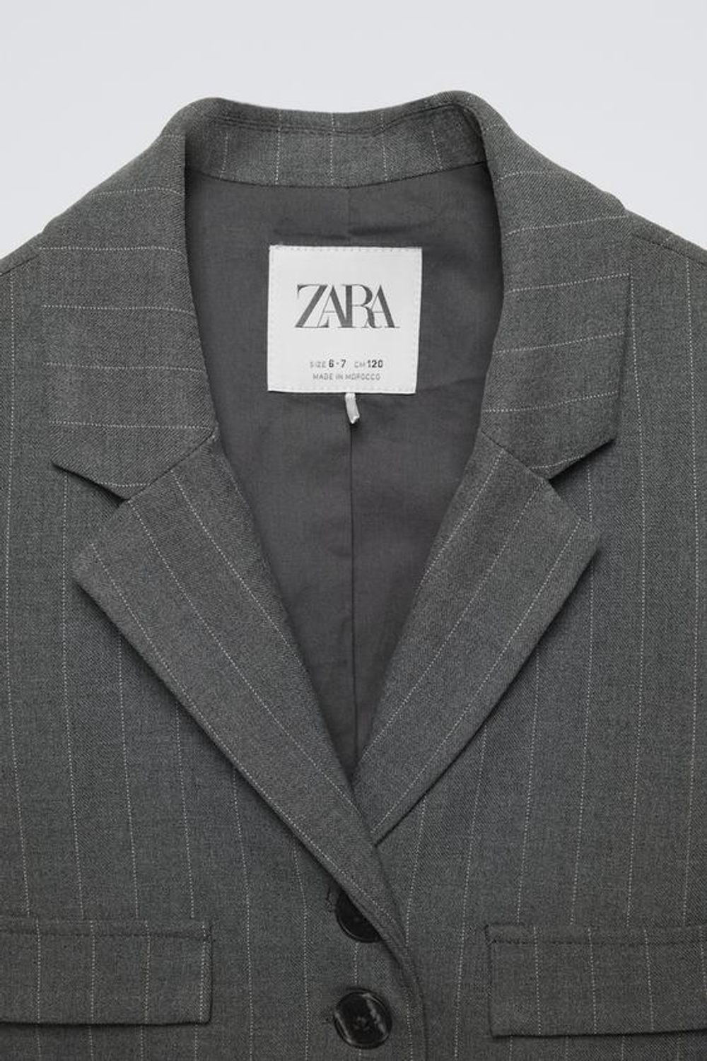 ZARA УКОРОЧЕННЫЙ БЛЕЙЗЕР В ТОНКУЮ ПОЛОСКУ, АНТРАЦИТОВО-СЕРЫЙ