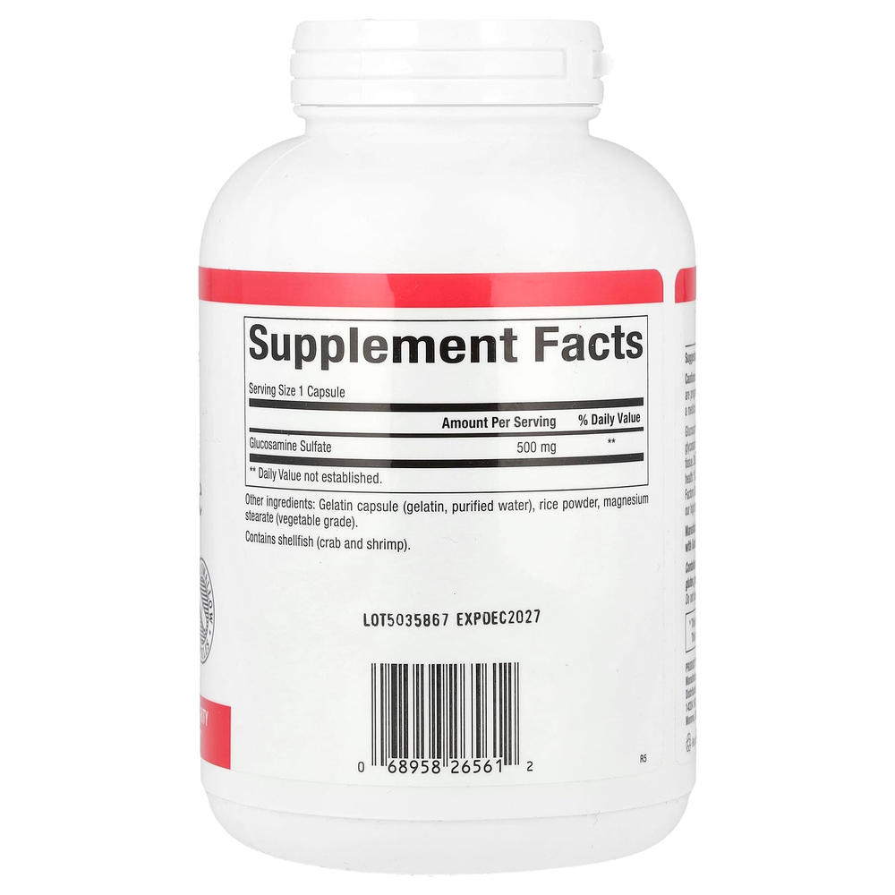 Natural Factors, сульфат глюкозамина, 500 мг, 360 капсул