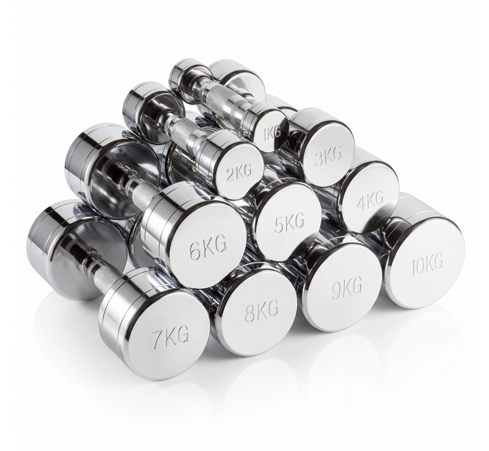 Набор гантелей хром (пары) от 1-10 кг VictoryFit VF-SET110-CR