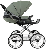 Детская коляска Roan Bass Next Classic d14 2.0 3 в 1 с автокреслом Pituso Baesa Pro Black BSNC/92/2 Sage Green/Black/руч.Black