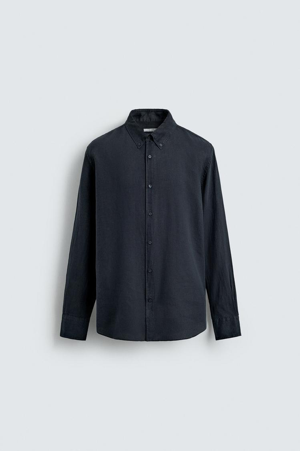 ZARA РУБАШКА REGULAR FIT ИЗ 100% ЛЬНА, МОРСКОЙ СИНИЙ