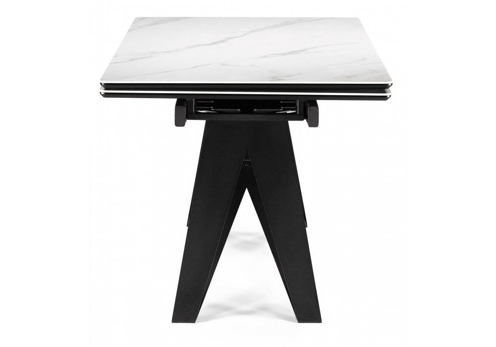 Керамический стол Woodville Блэкберн 140(200)х80 белый мрамор snow white, черный