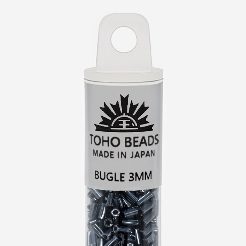 Японский бисер TOHO Bugle (стеклярус) 3mm (№81), металлизированный, непрозрачный глянцевый
