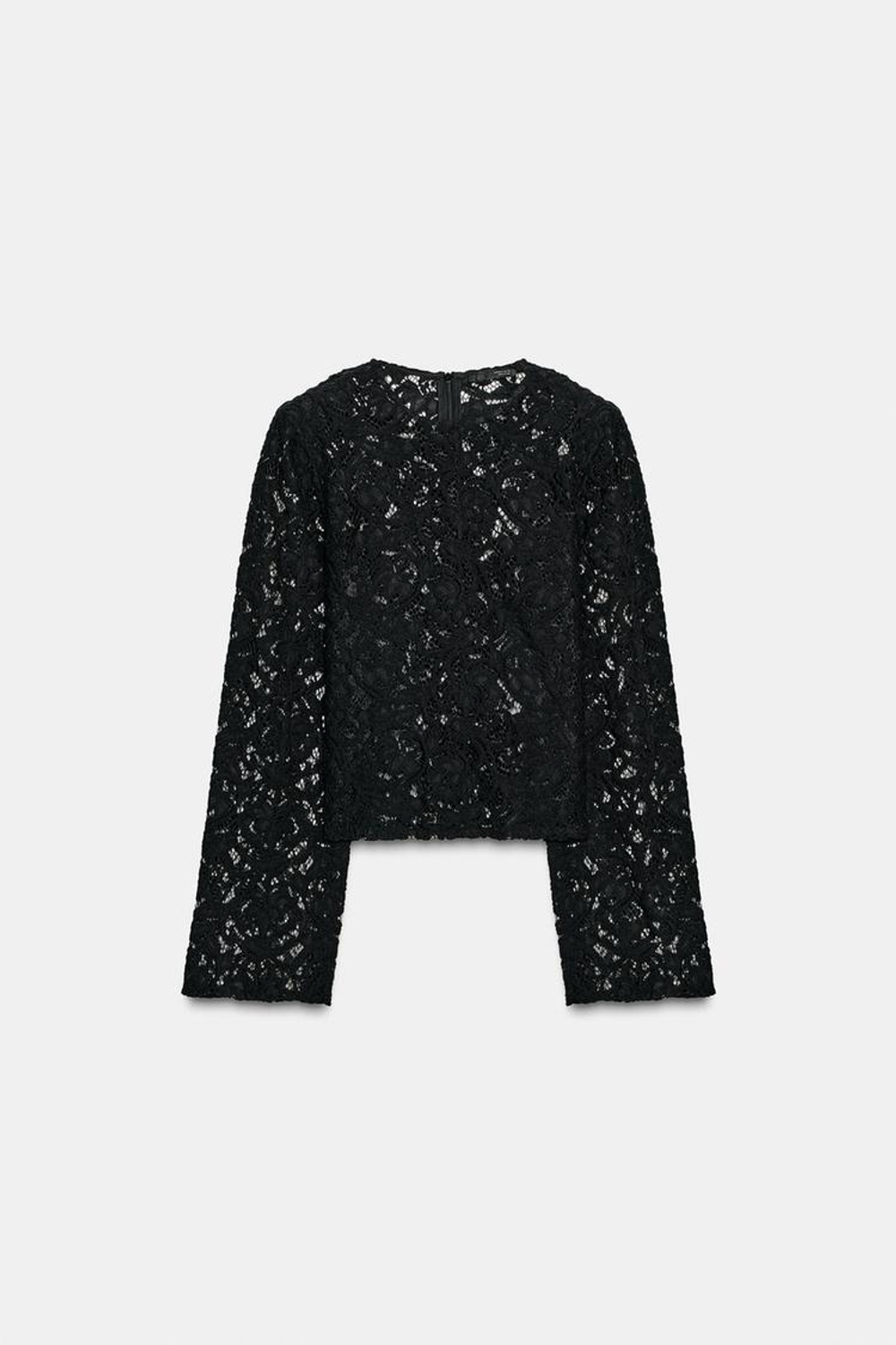 ZARA КРУЖЕВНОЙ ТОП С ПОДПЛЕЧНИКАМИ, ЧЕРНЫЙ