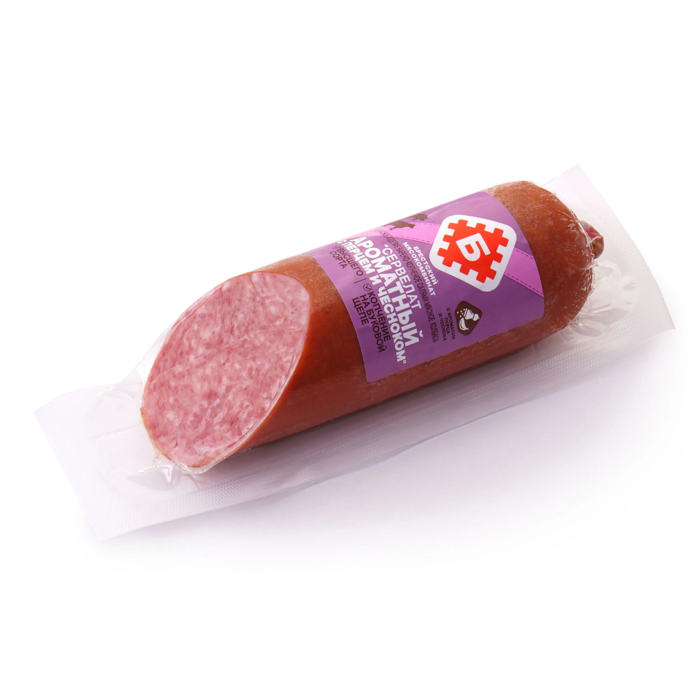 Сервелат Брестский Мясокомбинат Аромантый с перцем и чесноком 220 гр