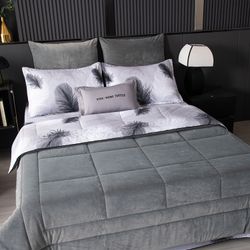 Комплект постельного белья на резинке с одеялом Велюрия Люкс «Контрастная элегантность»