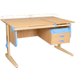 Растущая парта Дэми СУТ 25 с задними полками СУТ.15.210 и навесной тумбой (1200×880 мм)