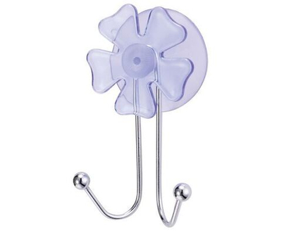 Крючок для ванной двойной Цветок, металл, крепление присоска, Рыжий Кот