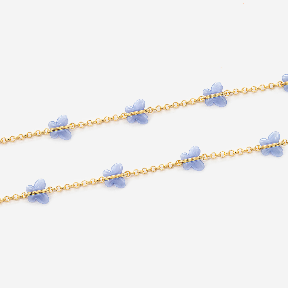 Цепь "Голубые Бабочки", звено 2,5мм, позолота