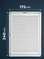 Решетка вентиляционная ARTPLAST РВ1724С неразъемная с сеткой 175*240