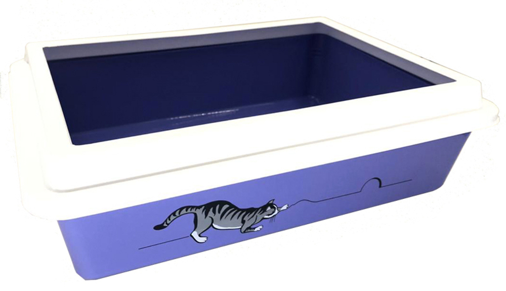 Лоток / туалет ZOOEXPRESS "Lux" с рамкой, с рисунком - 41x30x12 см