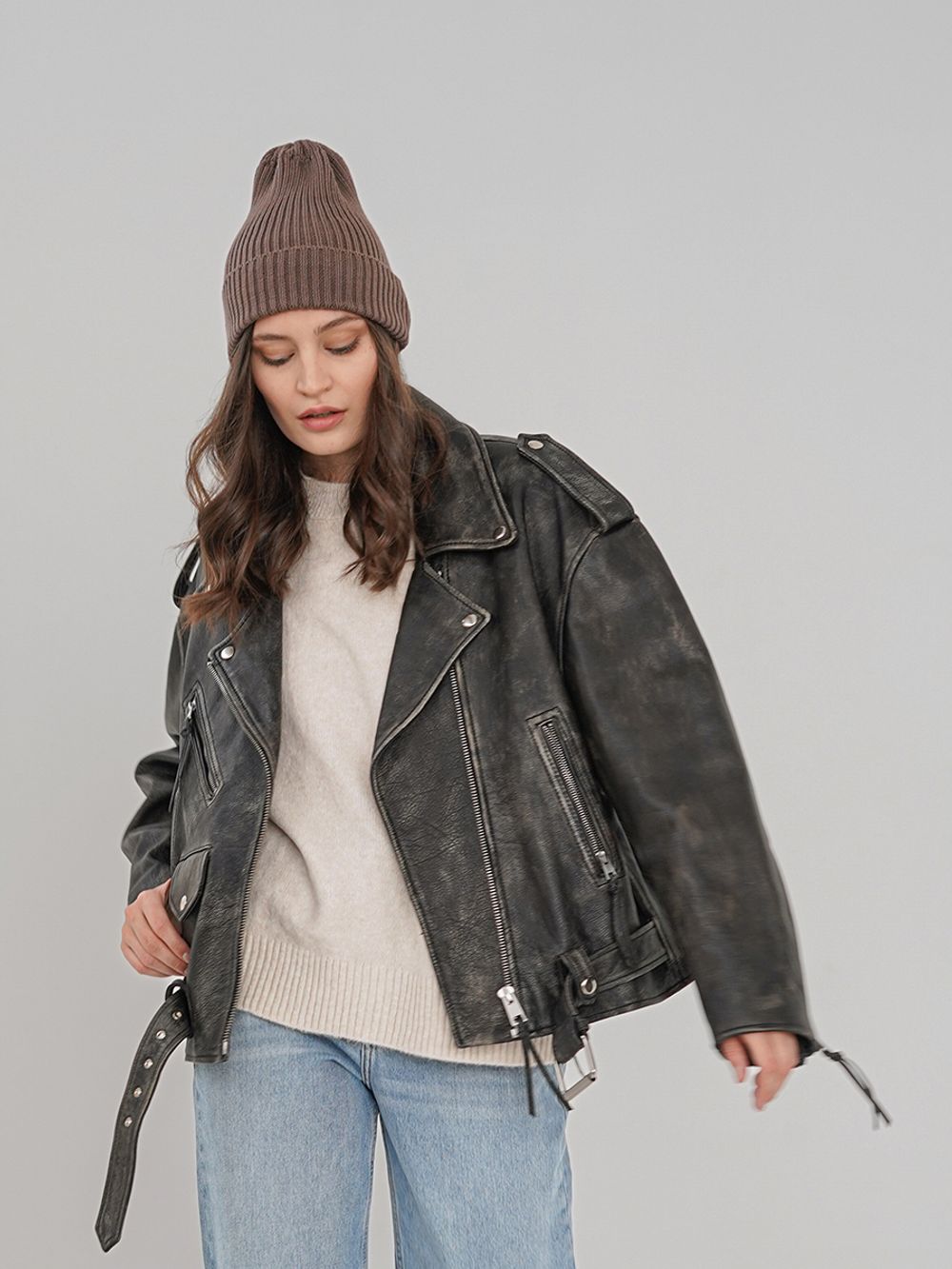 Шапка вязаная-резинка весенняя/осенняя КЭП(Какао) НОВИНКА