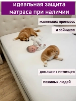 Наматрасник 140х200 непромокаемый махровый на резинке