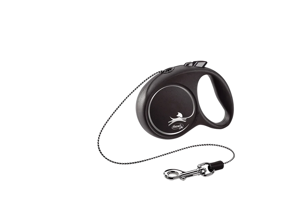 Поводок-рулетка Flexi Black Design cord XS 3m 8 kg silver