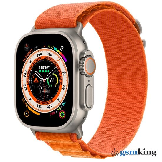 Apple Watch Ultra GPS + Cellular 49mm Titanium Case with Starlight Orange Loop