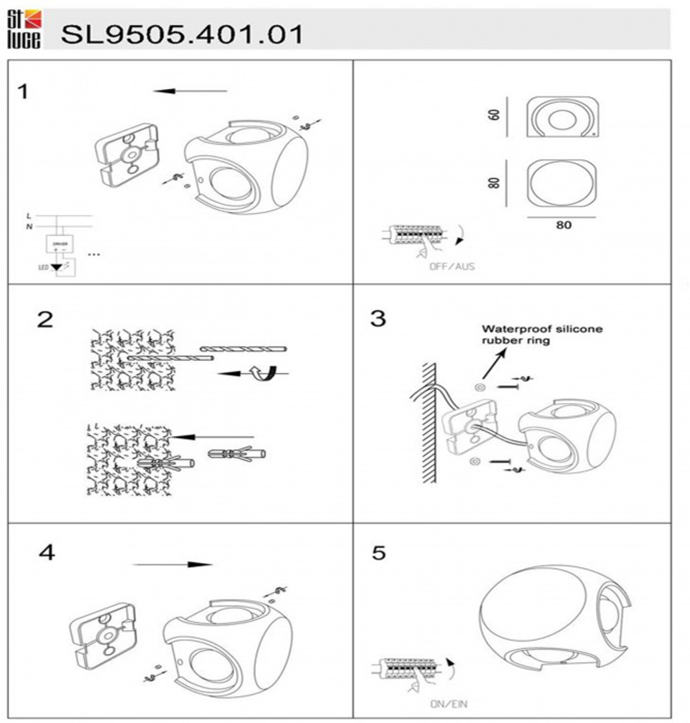 Уличный настенный светодиодный светильник ST Luce VOLTI SL9505.401.01, 4W 4000K