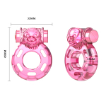 Розовое эрекционное виброкольцо 3,5х4,5см Baile Pink Bear Cock Rings BI-010084A