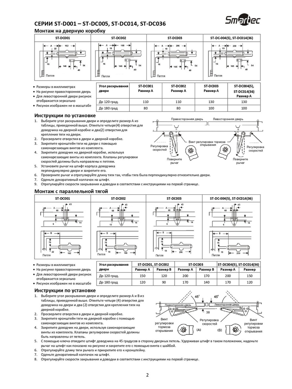 ST-DC014BCDA-WT Доводчик Smartec