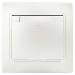 Розетка Intro Plano 1-203-06 с заземлением 2P+E Schuko с крышкой, 16А-250В, IP20, СУ, перламутр | Intro Plano