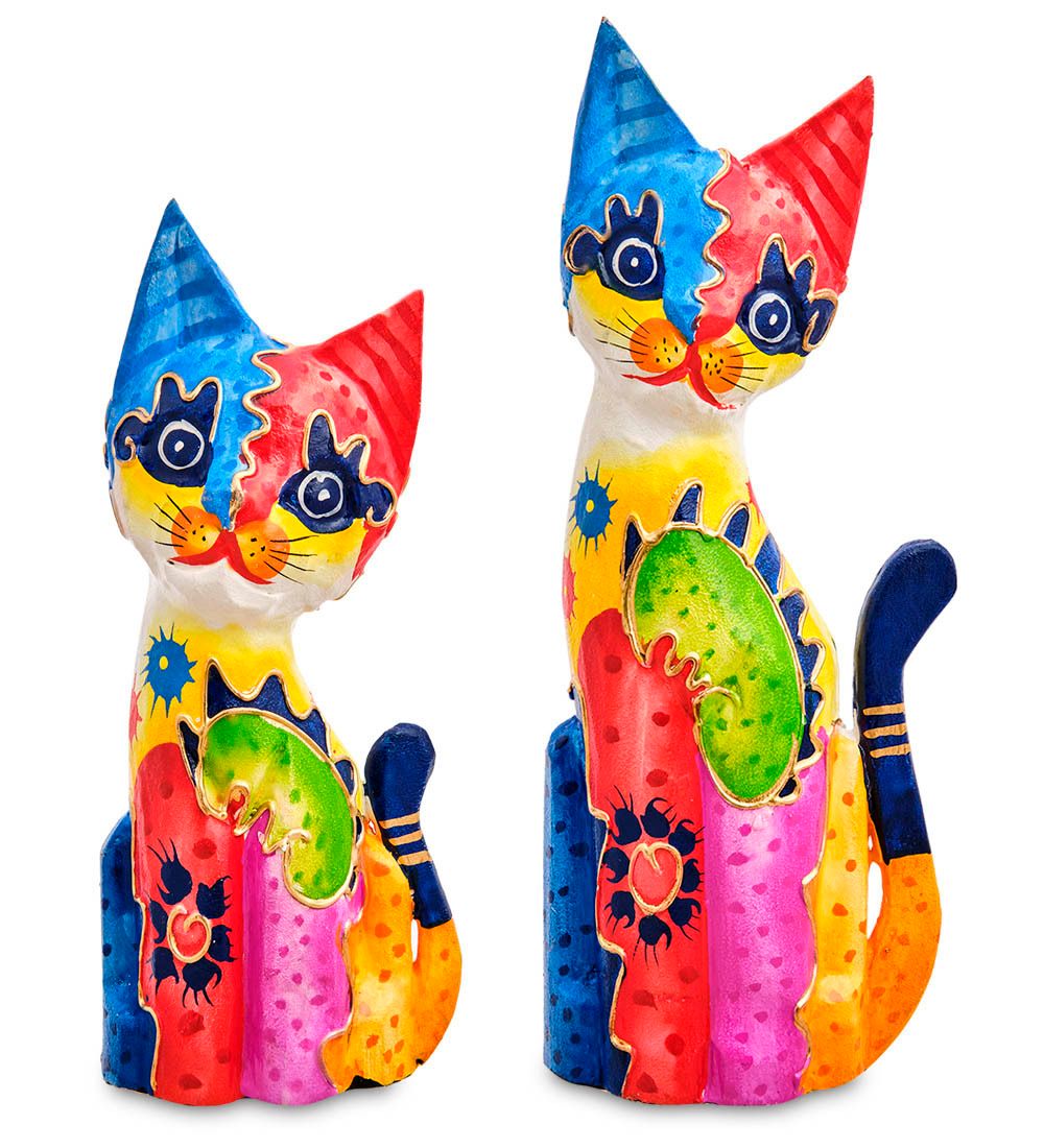 Decor and Gift 99-129 Фигурка «Кошка» н-р из двух 30, 20 см (албезия, о.Бали)