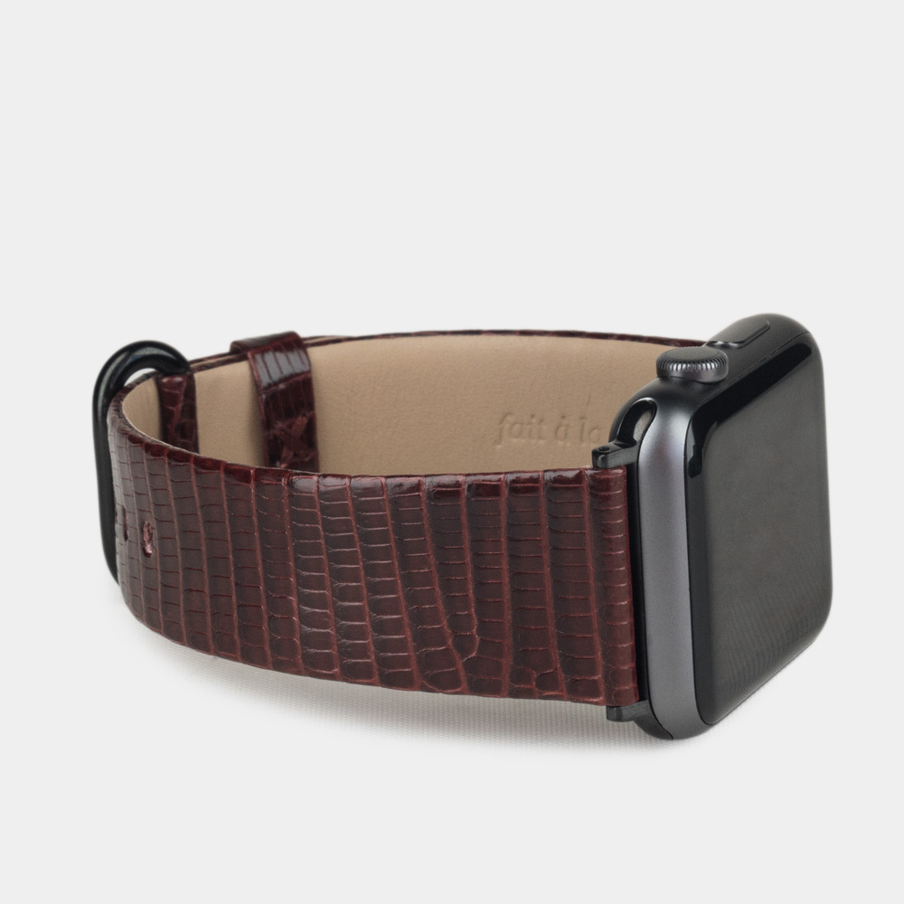 Ремешок для Apple Watch 40/41mm Classic из кожи ящерицы бордового цвета