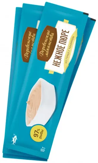 Деревенские лакомства Рыбный десерт для кошек пюре из тунца 40гр