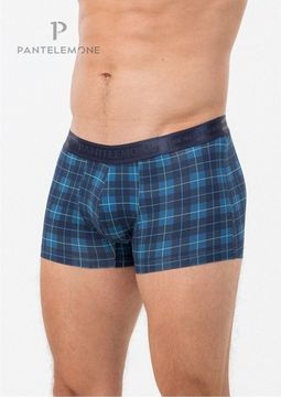 Трусы мужские боксеры Pantelemone PMH-1504, клетка темно-синяя/деним