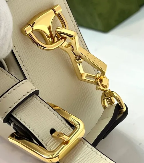 Мини-сумка Gucci Horsebit 1955 белый
