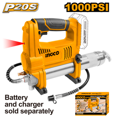 Аккумуляторный плунжерный шприц для смазки INGCO GGLI2010 INDUSTRIAL 20 В