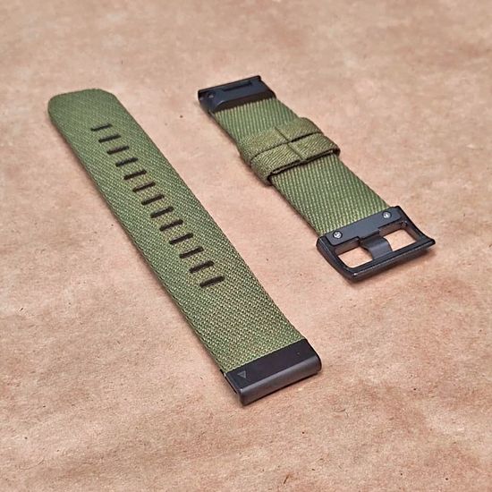 Ремешок нейлоновый 22 мм жакардовое плетение для Garmin MARQ / Epix / Fenix (47 мм)(Армейский зеленый)