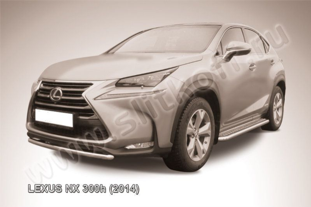 Защита переднего бампера (нержавейка) Lexus NX-300h (2014-2021) d57 короткая