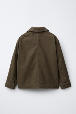 ZARA КУРТКА-РУБАШКА С НАШИВКАМИ, ТЕМНЫЙ ХАКИ