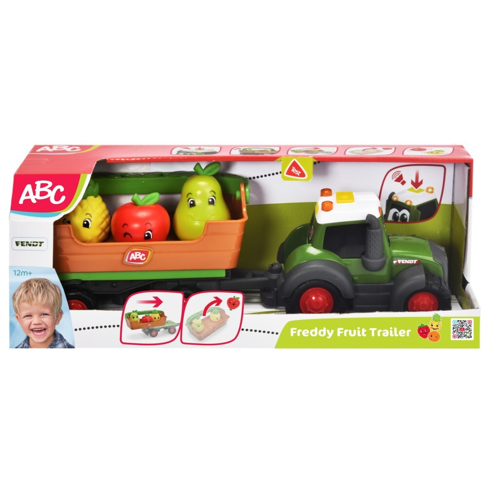 Dickie ABC - Трактор Fendt с прицепом и фруктами, Свет и звук / артикул   4115010  / GTIN 4006333086755