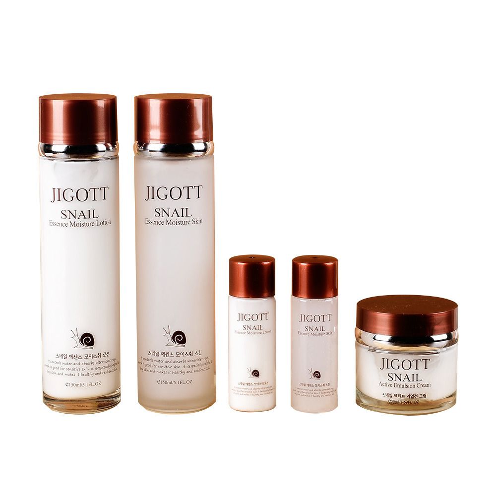 Набор для ухода за лицом Jigott Snail Essence Moisture Skin Care 3SET 5 в 1 (тоник, лосьон, крем)