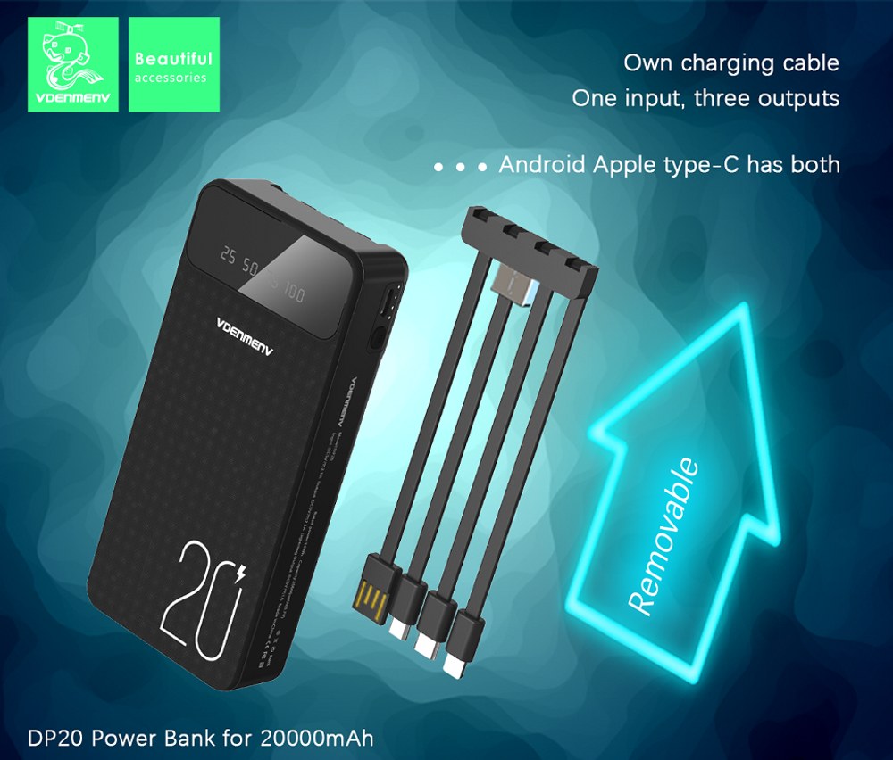Портативный аккумулятор DENMEN DP20 20000 mAh (черный)