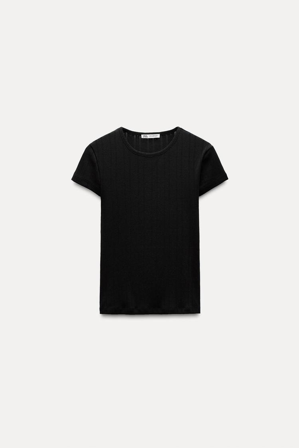 ZARA ТОП ИЗ ПЕРФОРИРОВАННОЙ ТКАНИ, ЧЕРНЫЙ