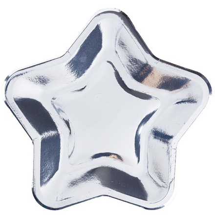 Тарелки фольгированные «Звезда» в серебряном цвете, 23 см, 6 шт