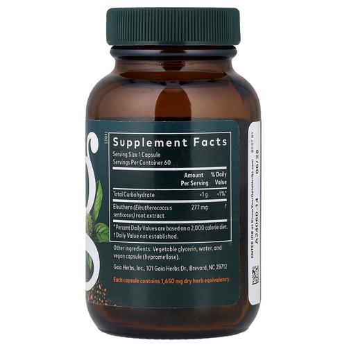 Gaia Herbs, корень элеутерококка, 60 жидк. унций Phyto-Caps® (277 мг в 1 капсуле)