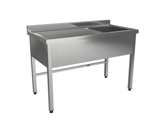 Ванна моечная с рабочей поверхностью ВМРП "Люкс", 1200х600х860, с бортом и отверстием